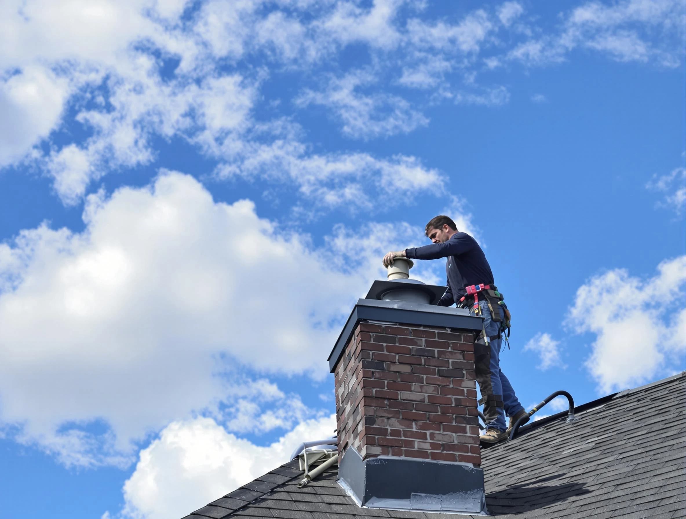 Fairview Chimney Sweep installing a sturdy chimney cap in Fairview, TN