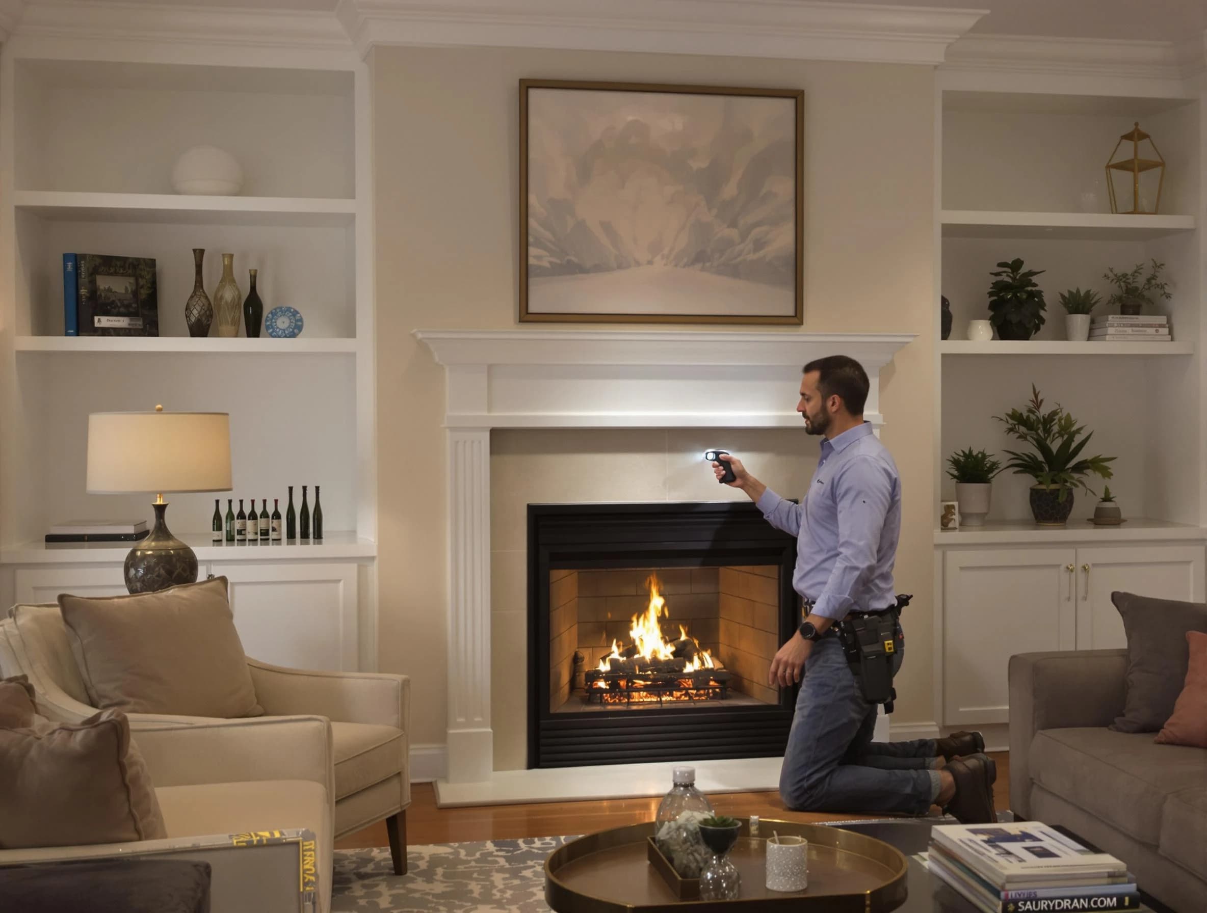 Fairview Chimney Sweep conducting a fireplace safety inspection in Fairview, TN