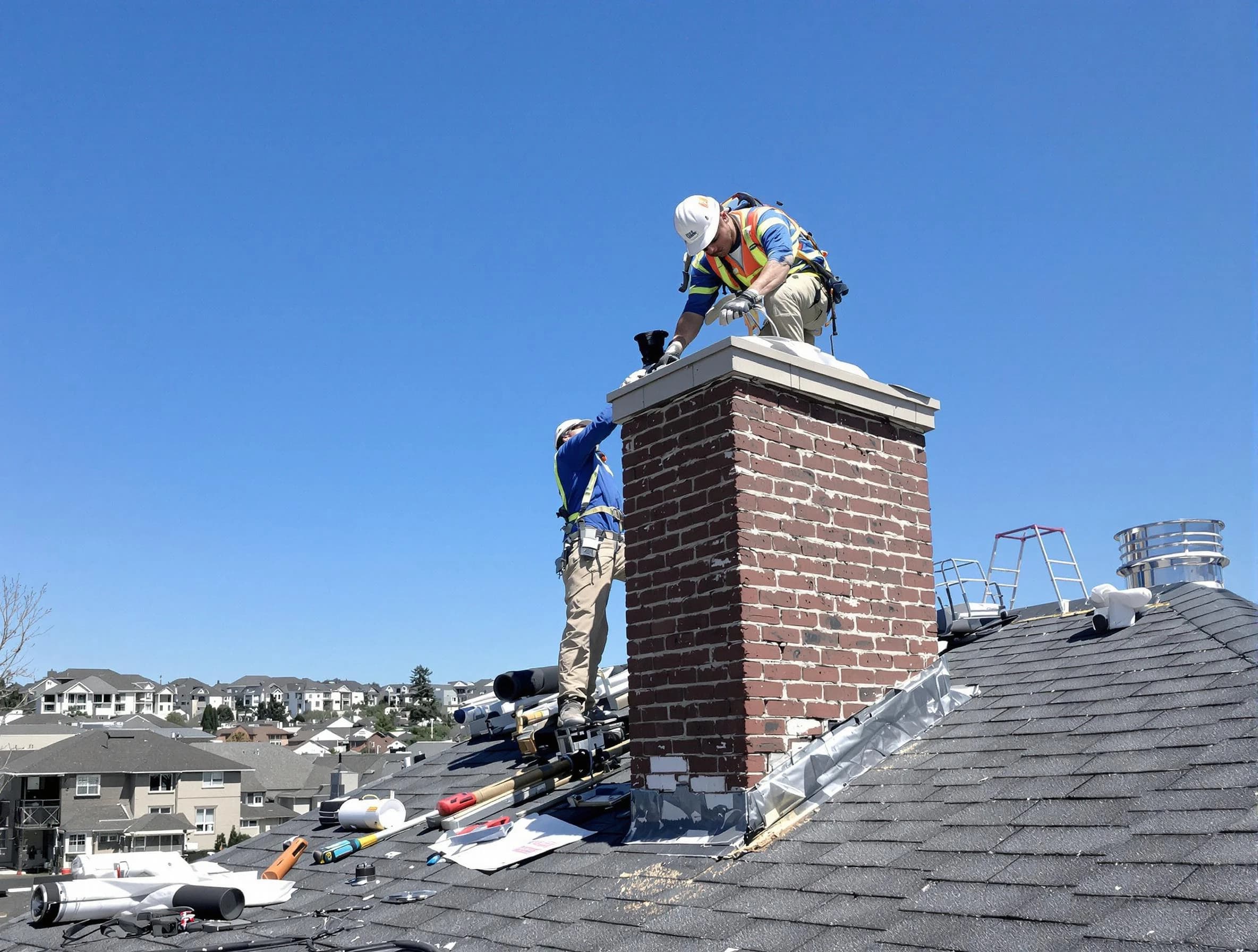Fairview Chimney Sweep repairing a chimney crown in Fairview, TN