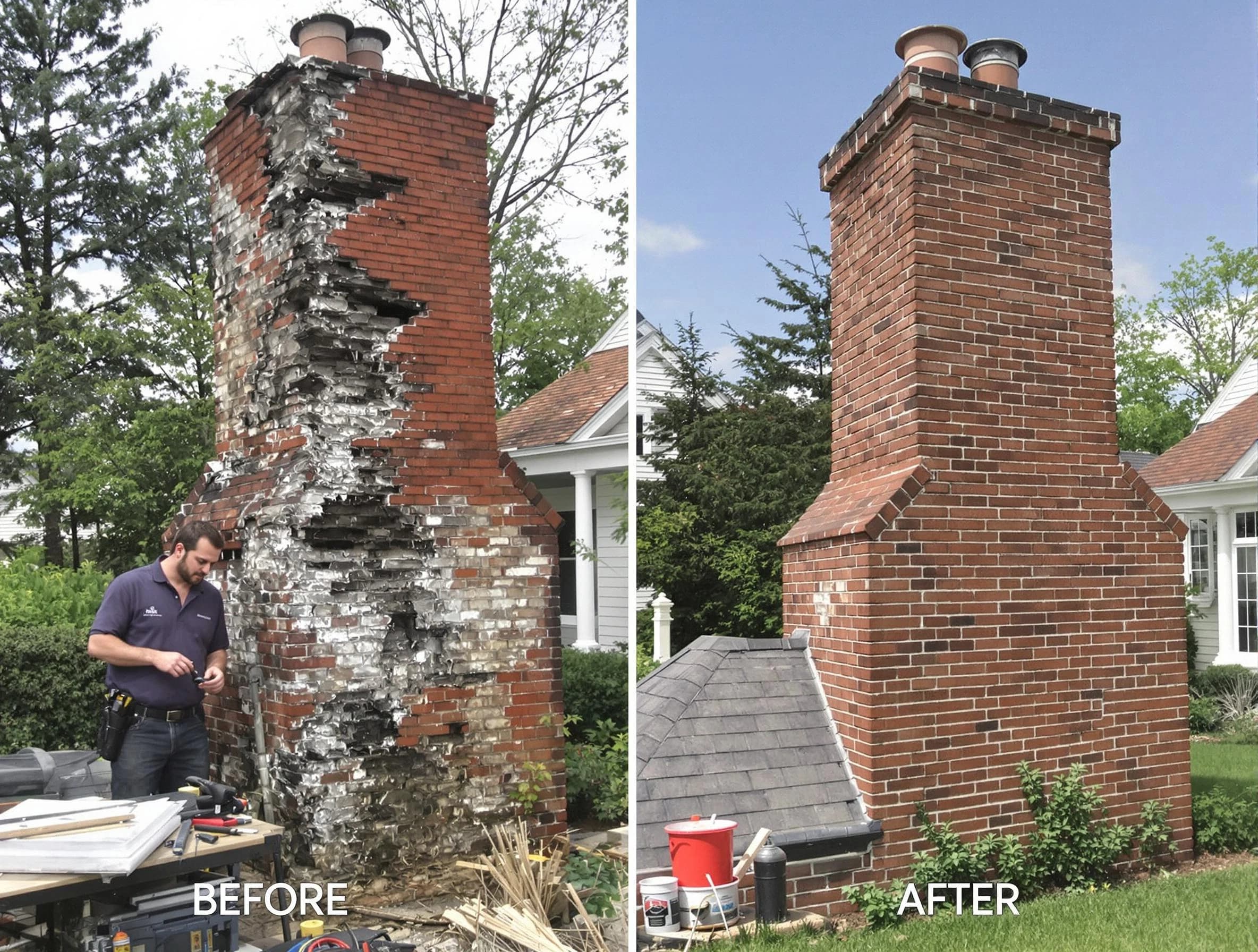 Fairview Chimney Sweep performing a full chimney restoration in Fairview, TN