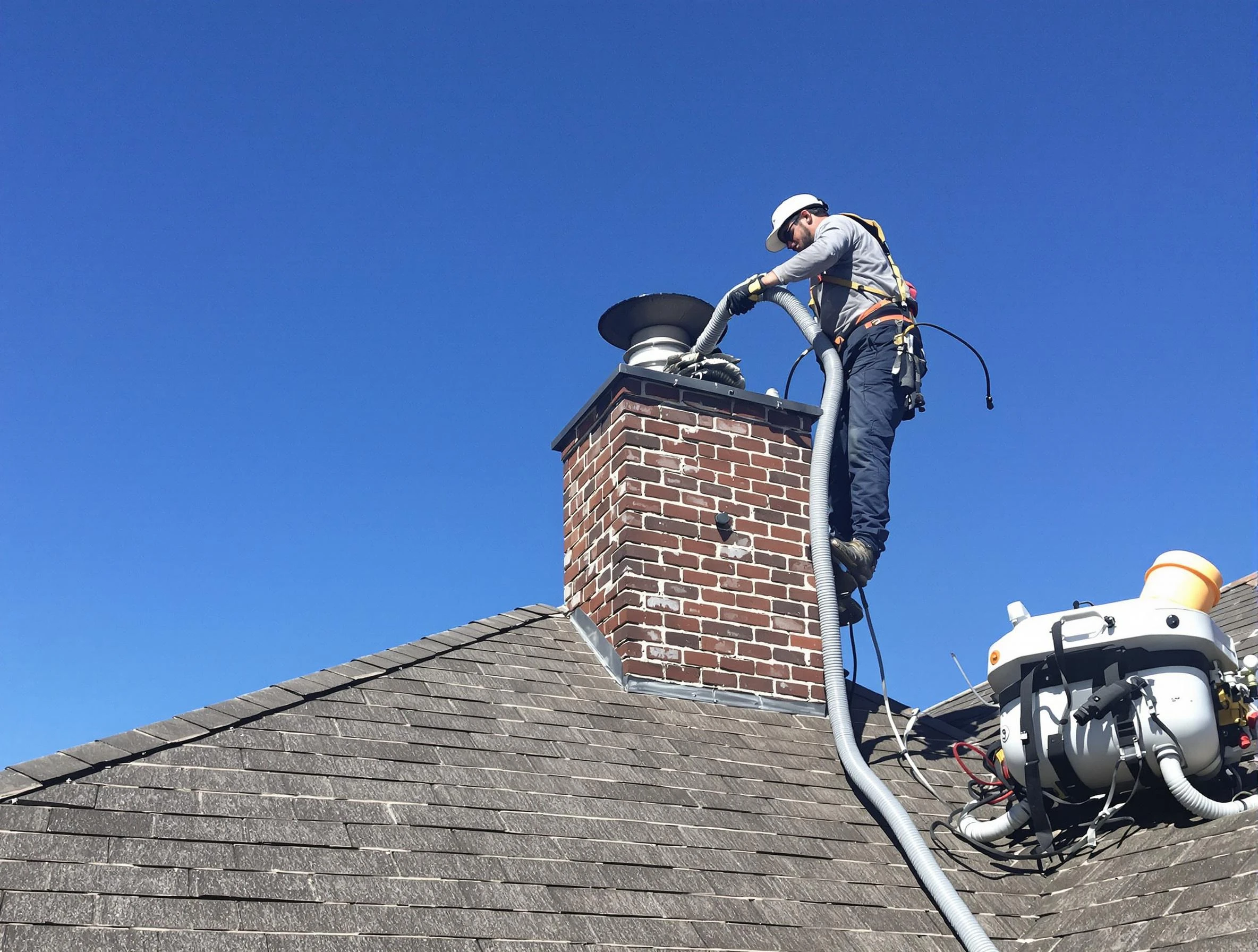 Dedicated Fairview Chimney Sweep team member cleaning a chimney in Fairview, TN