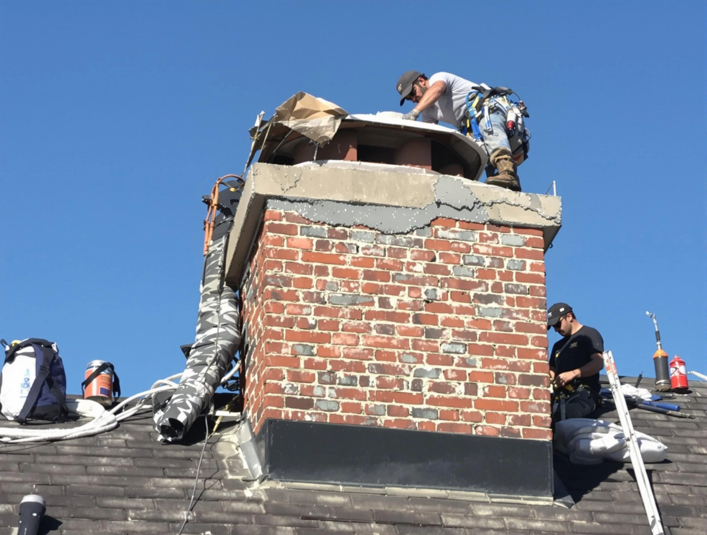 Fairview Chimney Sweep installing a custom chimney crown in Fairview, TN