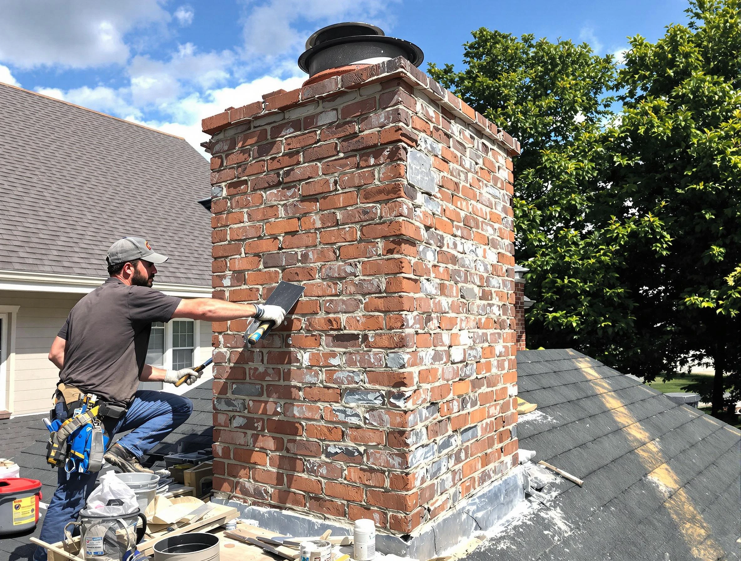 Completed chimney rebuild by Fairview Chimney Sweep in Fairview, TN