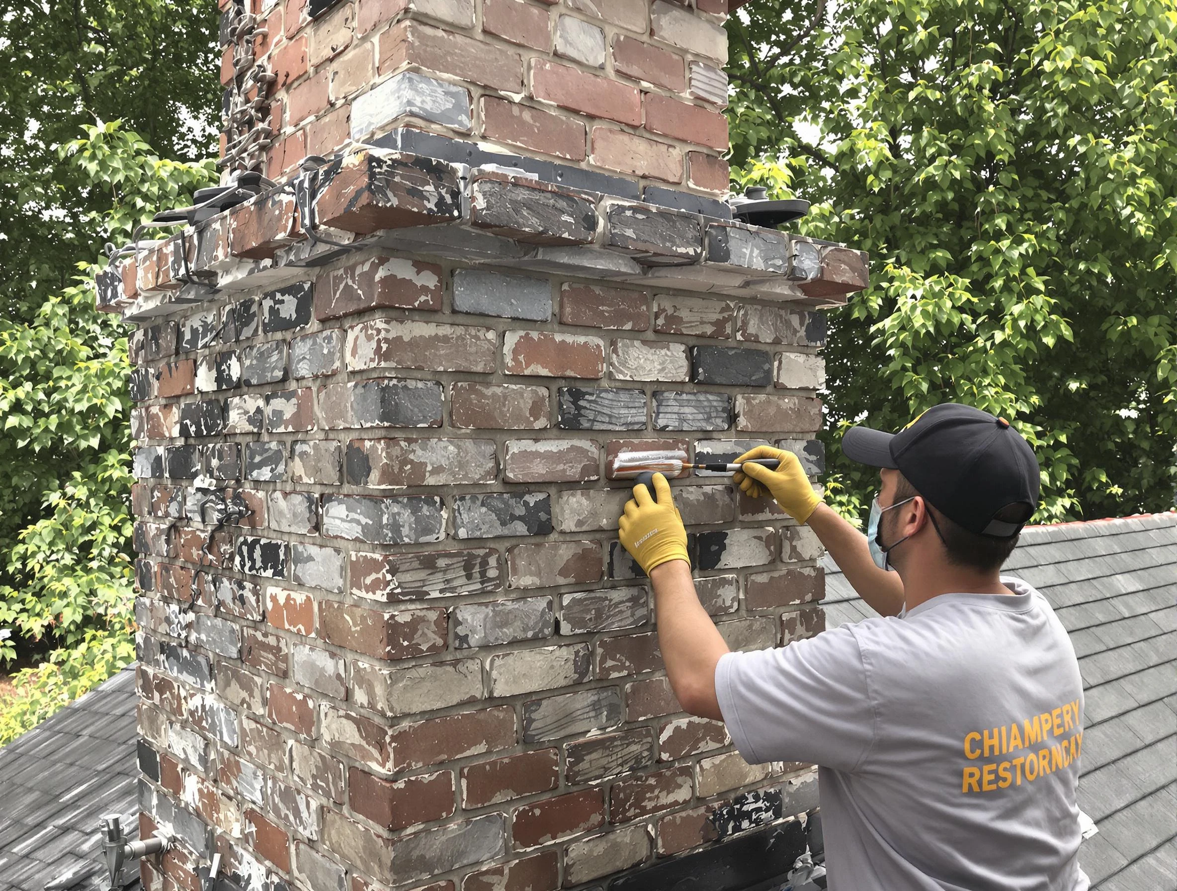 In-progress chimney restoration by Fairview Chimney Sweep in Fairview, TN
