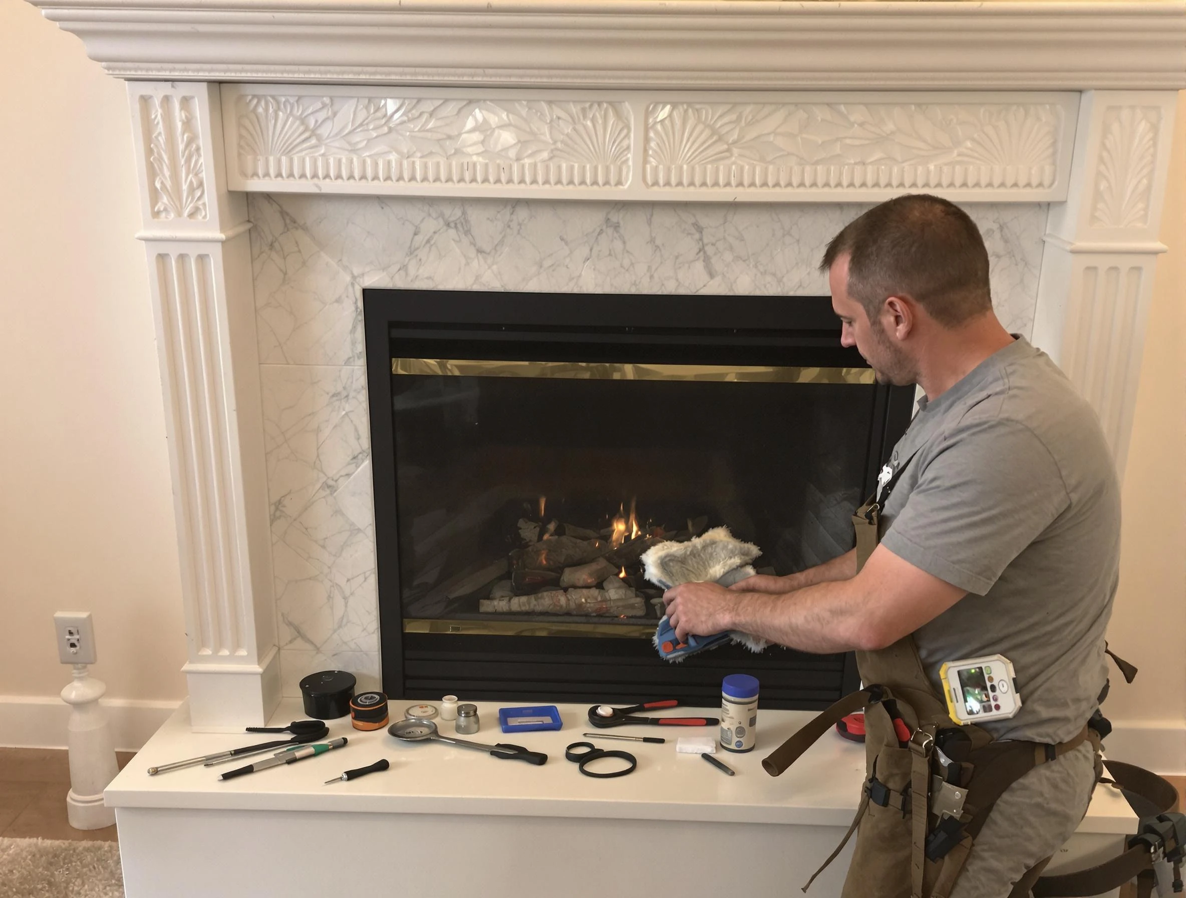 Fairview Chimney Sweep performing fireplace maintenance in Fairview, TN